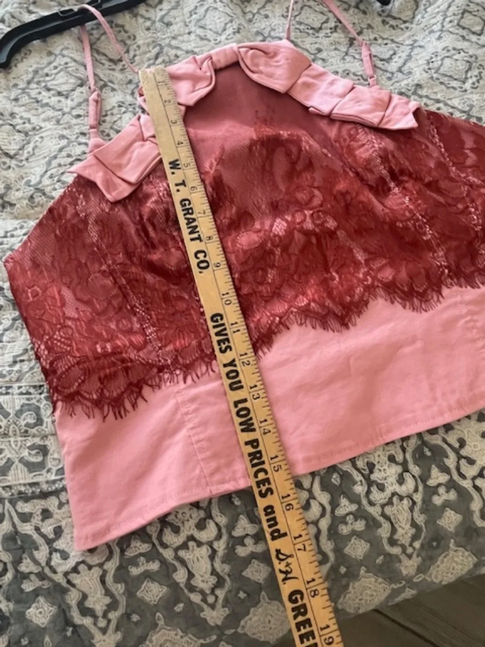 NWT Maeve Pink & Burgundy Lace Corset Halter Crop Top Sz L Romantic Soft Girl - Picture 9 of 11